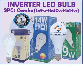 Sof Glow INVERTER LED BULB 3PCS Combo(1x9w+1x10w+1x14w)